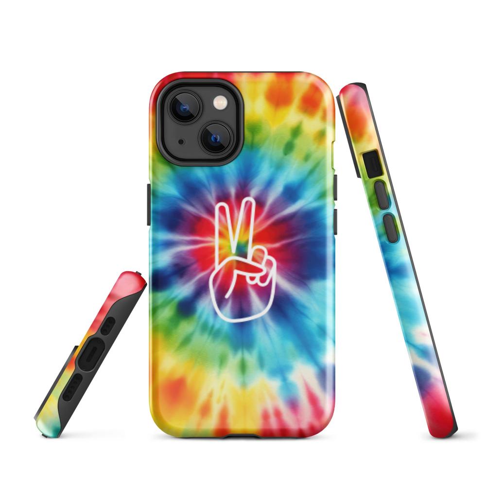 Tie Dye Peace Sign iPhone 14 Tough Case - Glossy Finish - https://ascensionemporium.net